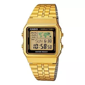 Часы CASIO Classical Vintage Square Mens Gold Digital, золотой