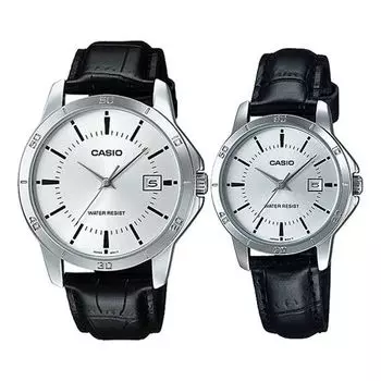 Часы CASIO Couple Quartz Waterproof Unisex Mens Black Analog, черный