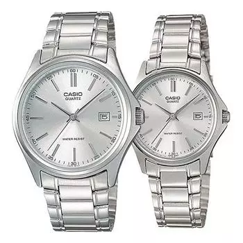 Часы CASIO Couple Quartz Waterproof Unisex Silver Analog, цвет silver