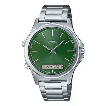 Часы Casio Dress Classic Business Analog-Digital Watch 'Silver Green', зеленый