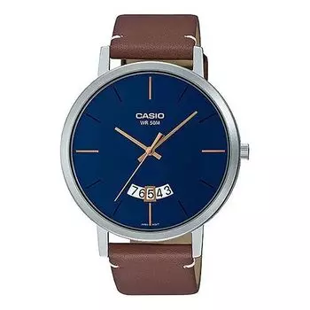 Часы Casio Dress Classic Minimalistic Analog Watch 'Brown Royal Blue', коричневый