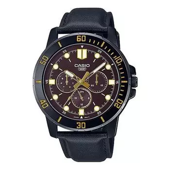 Часы Casio Dress Classic Minimalistic Analog Watch 'Black Burgundy Gold', красный