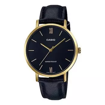 Часы CASIO DRESS Large Gold Black quartz Watch Navy Blue Dark Blue Analog, синий