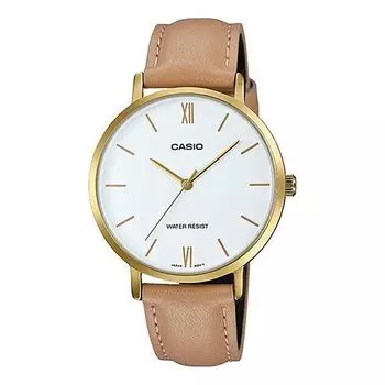 Часы CASIO DRESS Minimalistic Business quartz Watch Brown Analog, коричневый