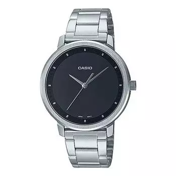 Часы CASIO Dress Series Black Quartz Waterproof Watch 33.9mm Stainless Steel Strap, черный