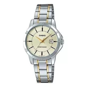 Часы CASIO DRESS Series Classic PointerStainless Steel Strap Golden Quartz Waterproof Gold Dial Gold Analog, желтый