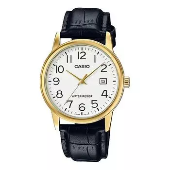 Часы CASIO DRESS Series Quartz Black/White Black Strap Black Analog, черный
