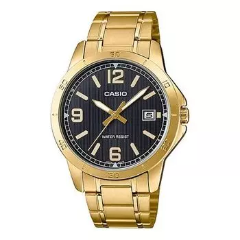 Часы CASIO DRESSSeries Men's Quartzes MTP-V004G-1B Golden/ Stainless Steel Strap Mens Black Analog, черный