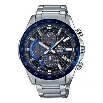 Часы CASIO EDIFICE Quartz Men'ses Black/Blue/ Mens Silver Analog, цвет silver