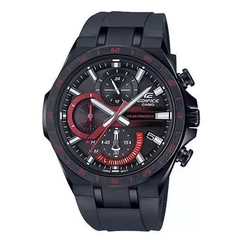 Часы CASIO EDIFICE Solar Powered Mens BlackRed Analog, черный