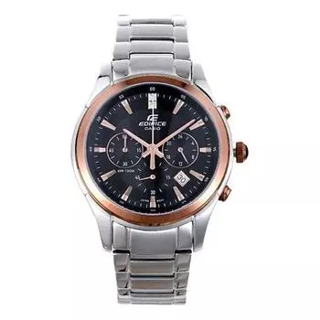 Часы CASIO EDIFICE Stainless Steel Strap Mens Black Analog, черный
