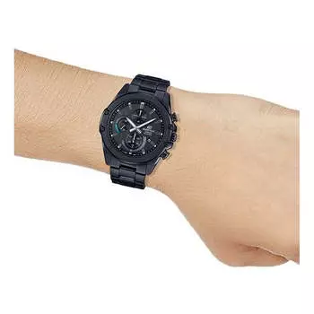 Часы CASIO EDIFICE Stainless Steel Strap Sapphire Crystal Mens Black Analog, черный