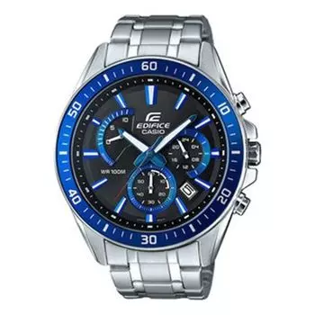 Часы CASIO EDIFICE Waterproof Men Silver/ Mens Blue Analog, синий