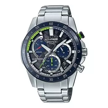 Часы CASIO EDIFICE Waterproof Sapphire Crystal Solar Powered Sports Mens Silver Analog, цвет silver