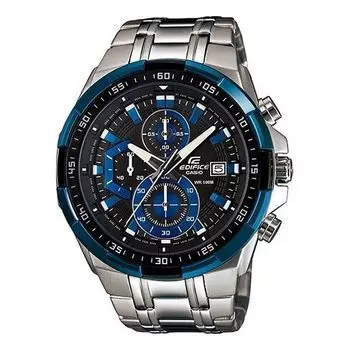 Часы CASIO EDIFICE Waterproof Stainless Steel Strap Mens Black/Blue Analog, черный