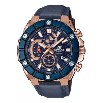 Часы CASIO EDIFICESeries Men'ses Black/Golden Mens Blue Analog, синий