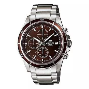 Часы CASIO EDIFICESeries Men'ses Red/Silver Strap Mens Silver Analog, серебряный