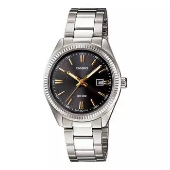 Часы CASIO ENTICER Series Waterproof Silver/Black Sports Stainless Steel Strap Analog, черный