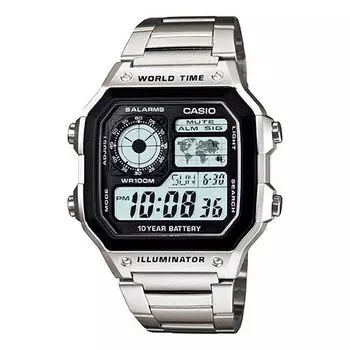 Часы CASIO G Shock Quartz Sports Waterproof Mens Silver Digital, серебряный