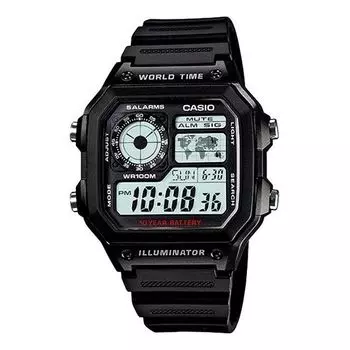 Часы CASIO G Shock Quartz Sports Waterproof Unisex Mens Black Digital, черный