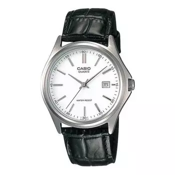 Часы CASIO Leather Band Waterproof Men White/Brown White DialBlack Strap Mens WhiteBlack Analog