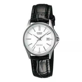 Часы CASIO Leather Belt Waterproof /Black Quartz White Analog, белый