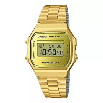 Часы CASIO Mirror Face Stainless Steel Unisex Vintage Waterproof Mens Gold Digital, золотой