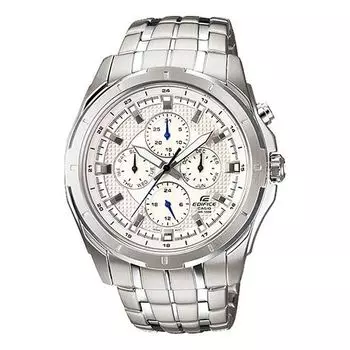 Часы CASIO Quartz EDIFICE Stainless Steel Strap White Dial Mens White Analog, белый