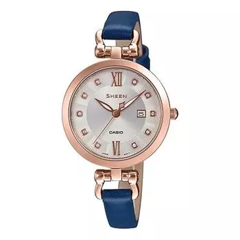 Часы CASIO Quartz SHEEN Sapphire Crystal Waterproof Blue Strap Blue Analog, синий