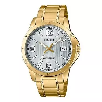 Часы CASIO Quartz Stainless Steel Strap Waterproof SilverGray Dial Mens SilverGray Analog, серый