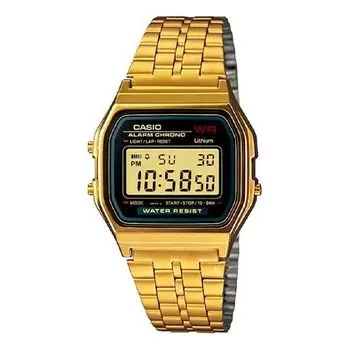 Часы CASIO Quartz Waterproof Analog Unisex Mens Gold Digital, желтый