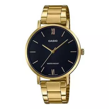 Часы CASIO Quartz Waterproof Black Watch Dial Black Analog, черный