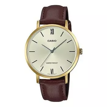 Часы CASIO Quartz Waterproof Brown Analog, коричневый