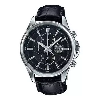 Часы CASIO Quartz Waterproof EDIFICE Sapphire Crystal Solar Powered Mens Black Analog, черный
