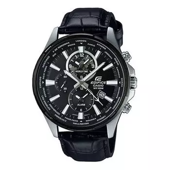 Часы CASIO Quartz Waterproof EDIFICE Sapphire Crystal Solar Powered Mens Black Analog, черный