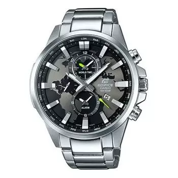 Часы CASIO Quartz Waterproof EDIFICE Stainless Steel Strap Sapphire Crystal Solar Powered Mens Silver Analog, цвет silver