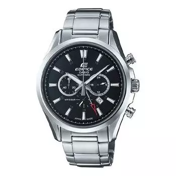 Часы CASIO Quartz Waterproof EDIFICE Stainless Steel Strap Mens Black Analog, черный