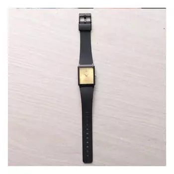Часы CASIO Quartz Waterproof Gold DialBlack Strap Mens GoldBlack Analog, черный