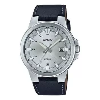 Часы CASIO Quartz Waterproof Mens Silver Analog, серебряный