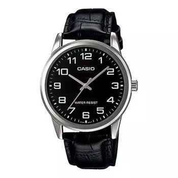 Часы CASIO Quartz Waterproof Mens SilverBlack Analog, черный