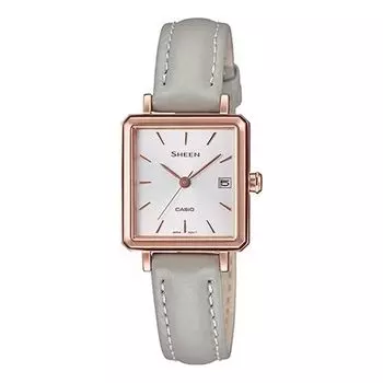 Часы CASIO Quartz Waterproof Sapphire Crystal SHEEN Gray Strap Gray Analog, серый
