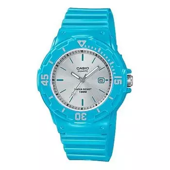 Часы CASIO Quartz Waterproof Silver Surface Blue Resin Case Strap Watch Analog, синий