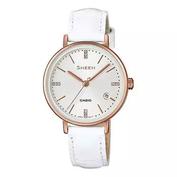 Часы CASIO SHEEN Quartz Waterproof Sapphire Crystal White Analog, белый