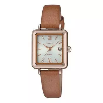 Часы CASIO SHEEN Sapphire Crystal Solar Powered Quartz Waterproof Brown Analog, коричневый