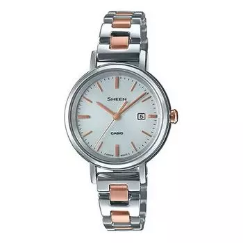 Часы CASIO SHEEN Sapphire Crystal Solar Powered Quartz Waterproof Analog, цвет silver