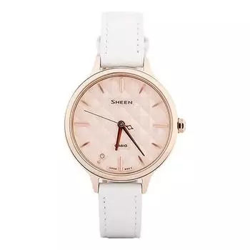 Часы CASIO SHEEN Series Minimalistic 3D Rhombus 3D Watch Business Rose Pink Analog, розовый