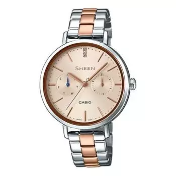Часы CASIO SHEEN Series Swarovski Element Dial Waterproof Exquisite Elegant Watch Silver Analog, цвет silver