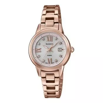 Часы CASIO SHEEN Solar Powered Waterproof Quartz Sapphire Crystal White Analog, белый