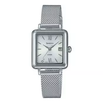 Часы CASIO SHEEN Solar Powered Waterproof Quartz Sapphire Crystal Silver Analog, цвет silver