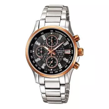 Часы CASIO SHEEN Stainless Steel Strap Silver Analog, серебряный